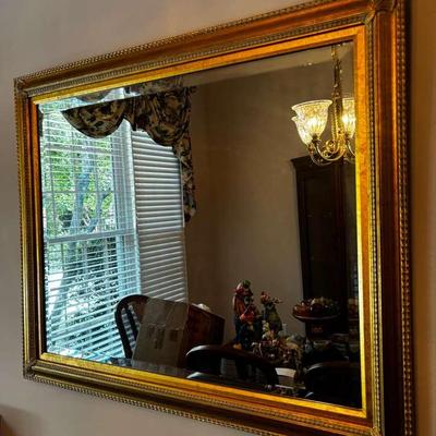 Gold-Framed Beveled Wall Mirror