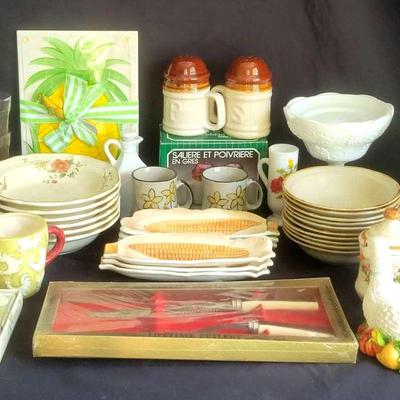 Mixed Kitchenware – Ceramic, Glass, and Milk Glass