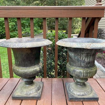 Pair Of Outdoor Cast Iron Planter Urns