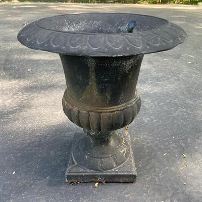 Large Black Cast Iron Outdoor Planter Urn