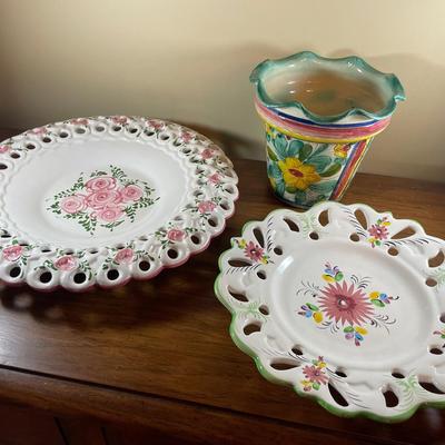 Three Pieces Of Italian And Portuguese Pottery