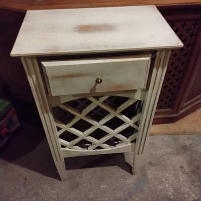 Contemporary Side Table With Built In Wine Rack