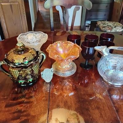 Lot of vintage glass including carnival glass