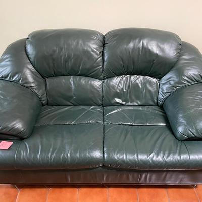 Green Leather Love Seat