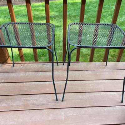 Pair Of Vintage Metal Outdoor Side Tables