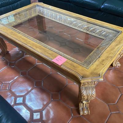 Wood And Glass Traditional Coffee Table
