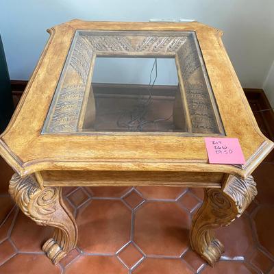 Traditional Wood And Glass End Side Table