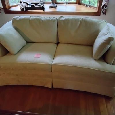 Formal Off-White Brocade Damask Love Seat By Drexel  1 Of 2