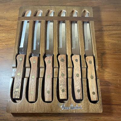 Set Of 6 Vintage Steak Knives With Wooden Case