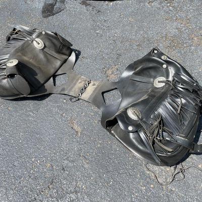 Black Leather Motorcycle Saddle Bags