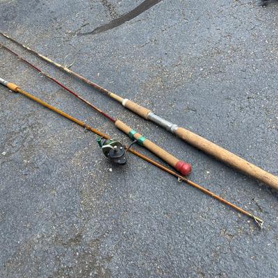Three Vintage Fishing Poles