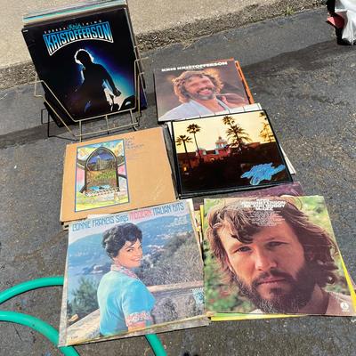 Lot Of Vintage Vinyl 33 Rpm Record Albums With Storage Rack