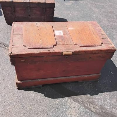 Antique Wooden Tool Chest Trunk