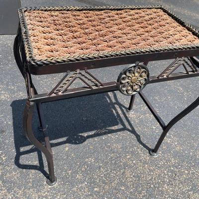 Small Side Table With Woven Top