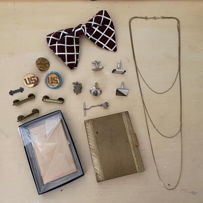 Lot Of Jewelry, Military Pins, Cuff Links And Bow Tie