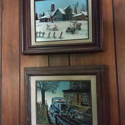 Lot Of Two Pictures With Vintage Cars