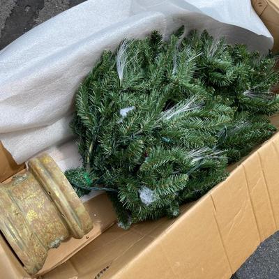 Artificial Christmas Tree With Gold Tone Base