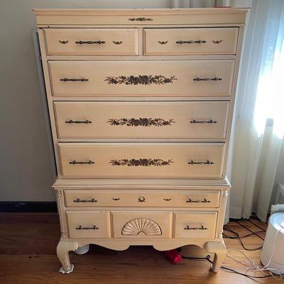 Vintage Tall Painted French Provincial Dresser