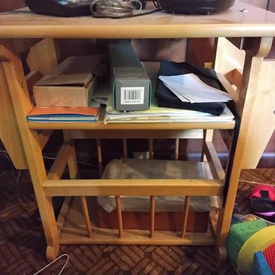 Light Wood Side Table With Magazie Racks