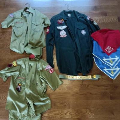 Vintage Boy Scout Uniforms And Badge Belt 