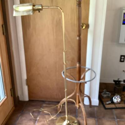 Adjustable Brass Lamp And Wooden And Metal Coat Stand