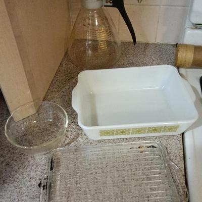 Pyrex Coffee Pot And Square Baking Dish