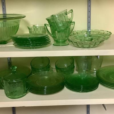 Green Depression Glass Sets