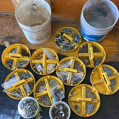 Two Buckets Of Fasteners With Divider Trays