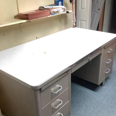 Office desk with attached work light