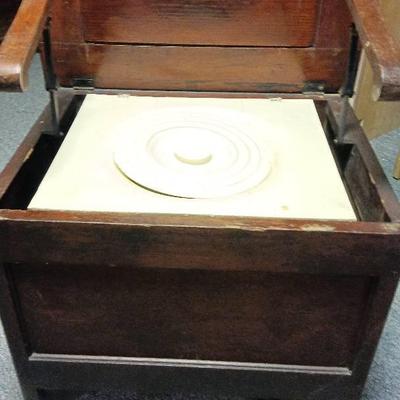 Vintage Wooden Toilet Chair With Agate Insert 