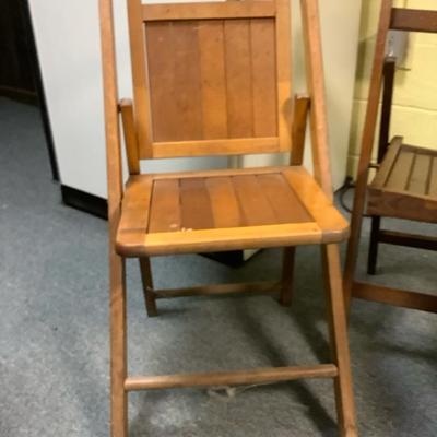 Antique Wooden Folding Chairs With Stool And Shelf