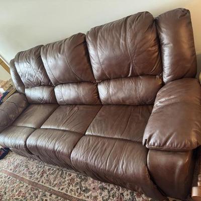 Sale Photo Thumbnail #147: Baer’s Furniture Leather Couch with 2 recliners
