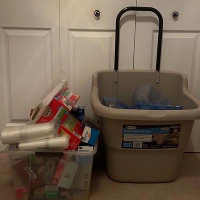 Rolling Cart And Plastic  Bags Lot 