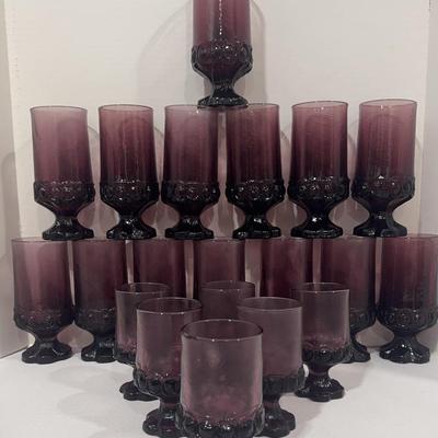 Vintage Tiffin Franciscan Madeira Plum Purple Juice/Wine Glasses