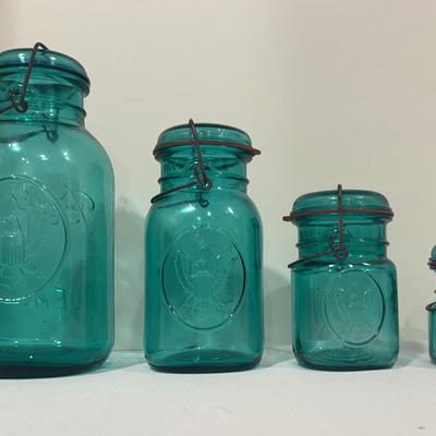 Vintage Ball Ideal Aqua Blue Green Jars