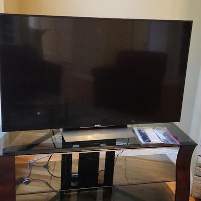 55" Sony TV And Glass Stand 