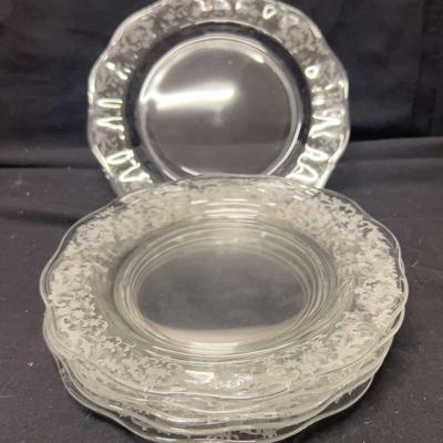 Fostoria Etched Clear Glass Salad/Dessert Plates (6)