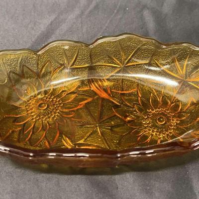 Vintage Indiana Glass Sunflower Dish - Carnival Glass
