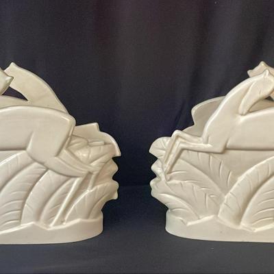 French Art Deco Sculptural Vases Pair 