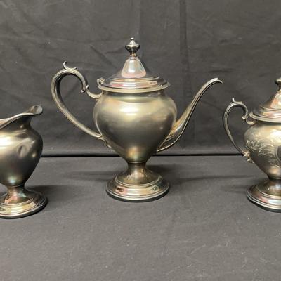 Silver Teapot, Cream Pitcher & Sugar Bowl