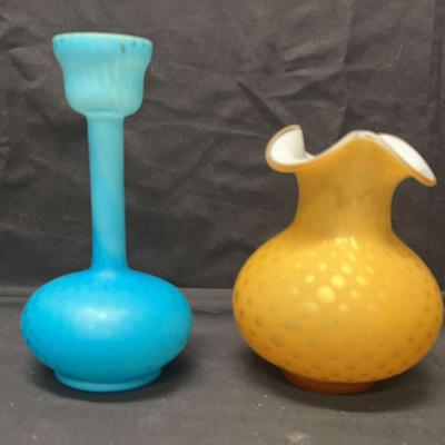 Two Spotted Vases - 1 Blue & 1 Golden