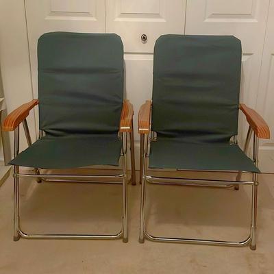 Two Nice Green Folding Chairs 