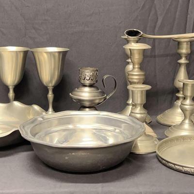 Dishes & Candles in Pewter and Other Metals