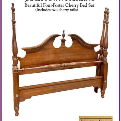 Jamestown Sterling 4-Poster King Bed. Cherry Wood.
