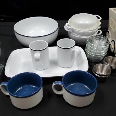 Sh565 kitchen bowls mugs, tray, vase
