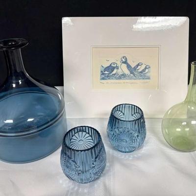 Sh577 martine hogue signed and numbered print and colored glass