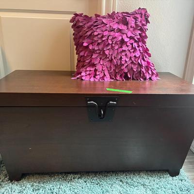 Wooden Chest With Decorative Pillow