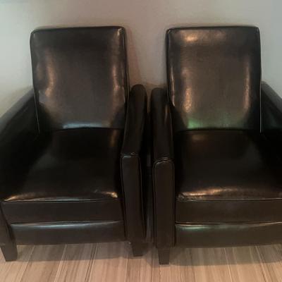 Two Black Vinyl Recliners Pair #1