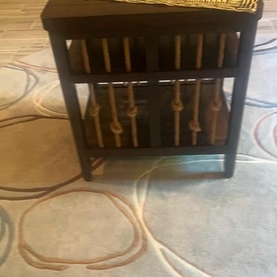 Rope Accented End Table with Rug & Runner