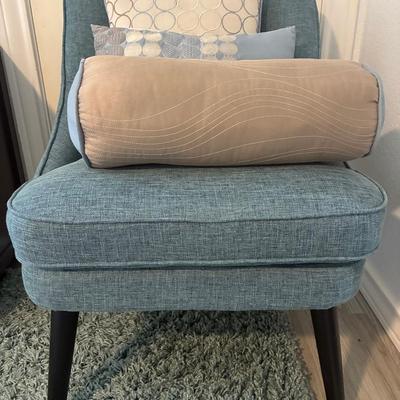 Blue Occasional Chair With Pillows
